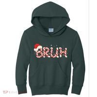 Funny Christmas Candy Cane Bruh Kids Hoodie thumb 0