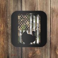 Funny Cute Camo US America Flag Turkey Day Hunting Thanksgiving Coaster thumb 0