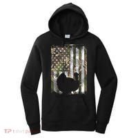Funny Cute Camo US America Flag Turkey Day Hunting Thanksgiving Women's Hoodie thumb 0