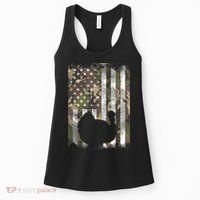 Funny Cute Camo US America Flag Turkey Day Hunting Thanksgiving Women's Tank Top thumb 0