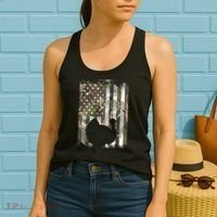 Funny Cute Camo US America Flag Turkey Day Hunting Thanksgiving Women's Tank Top thumb 2