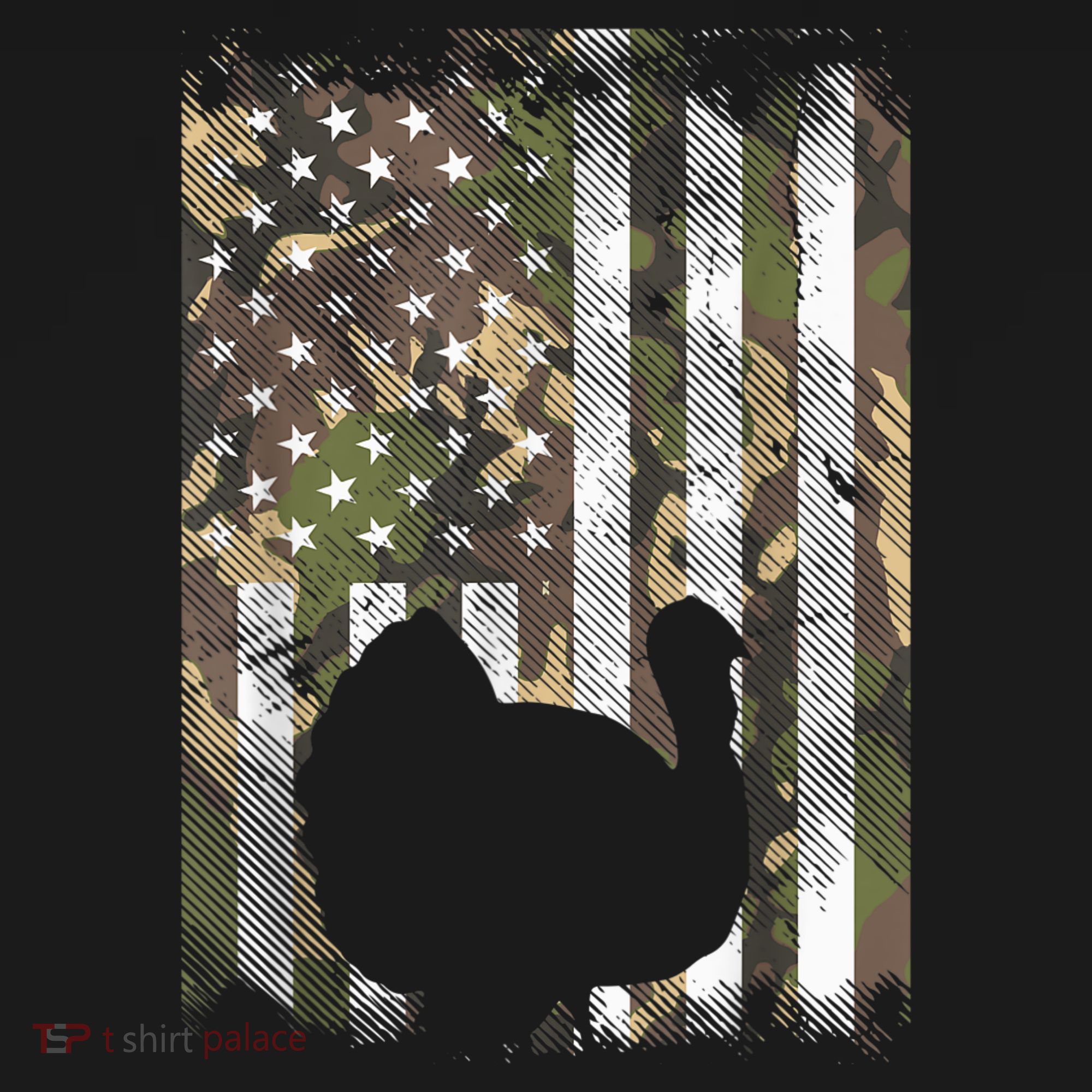 Funny Cute Camo US America Flag Turkey Day Hunting Thanksgiving Women's Tank Top