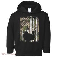 Funny Cute Camo US America Flag Turkey Day Hunting Thanksgiving Toddler Hoodie thumb 0