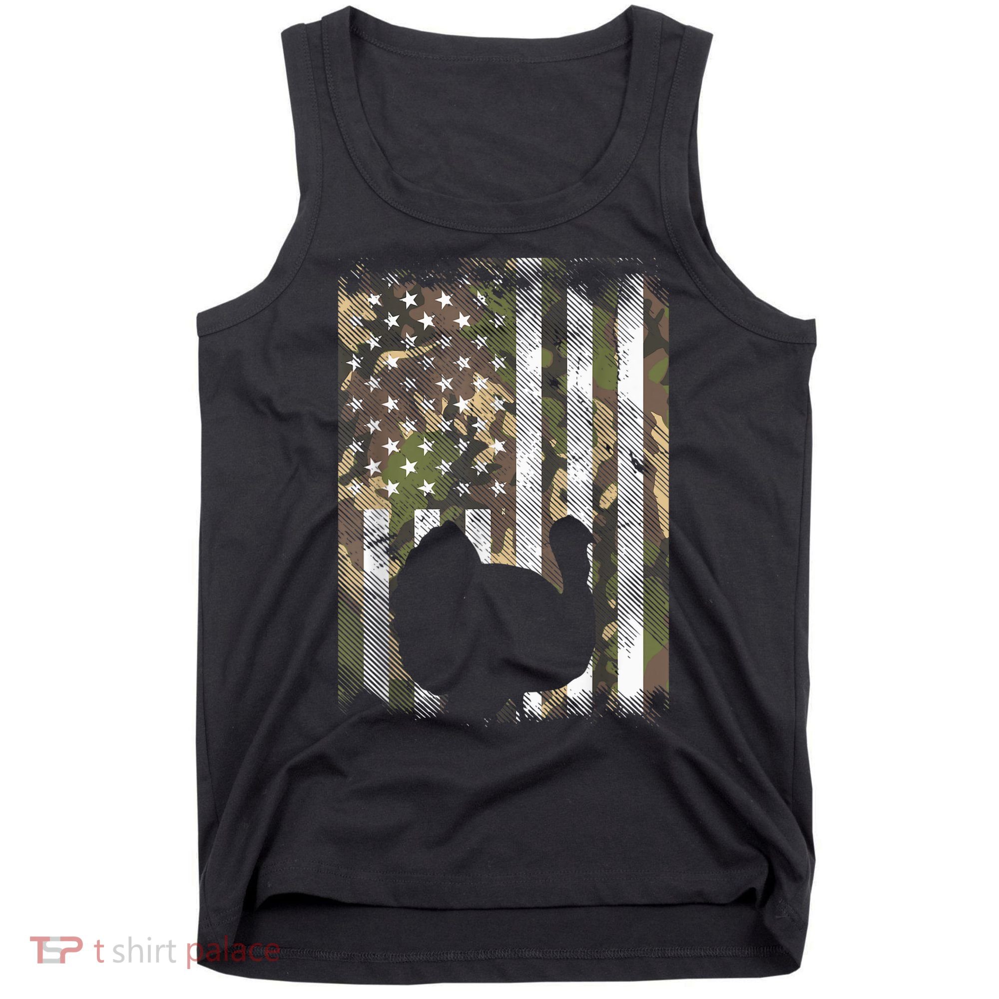 Funny Cute Camo US America Flag Turkey Day Hunting Thanksgiving Tank Top