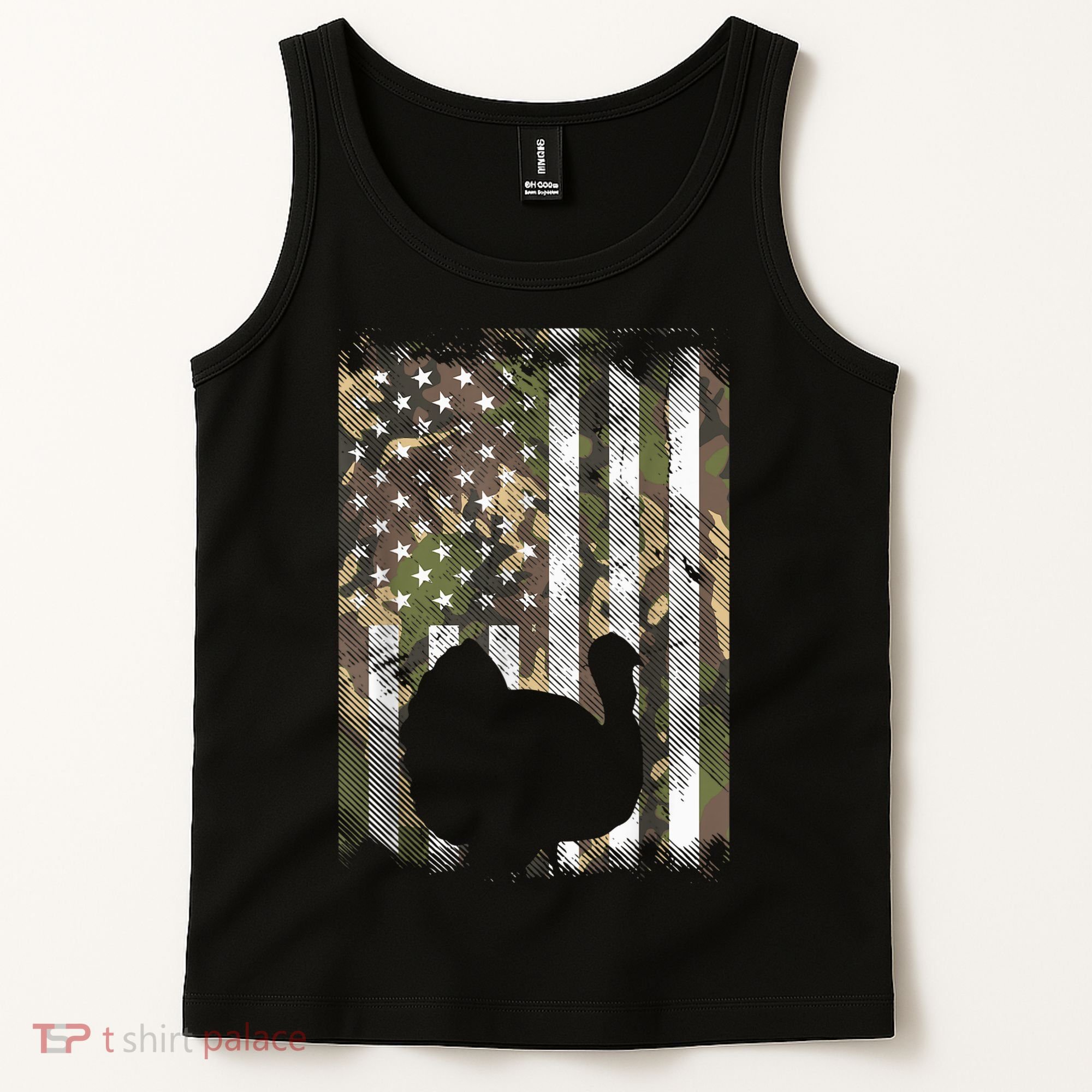 Funny Cute Camo US America Flag Turkey Day Hunting Thanksgiving Tank Top