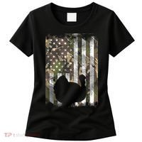 Funny Cute Camo US America Flag Turkey Day Hunting Thanksgiving Women's T-Shirt thumb 0