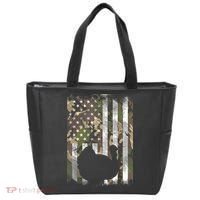 Funny Cute Camo US America Flag Turkey Day Hunting Thanksgiving Tote Bag thumb 0
