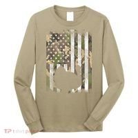 Funny Cute Camo US America Flag Turkey Day Hunting Thanksgiving Long Sleeve Shirt thumb 0