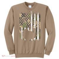 Funny Cute Camo US America Flag Turkey Day Hunting Thanksgiving Sweatshirt thumb 0