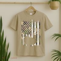 Funny Cute Camo US America Flag Turkey Day Hunting Thanksgiving T-Shirt thumb 2