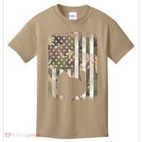 Funny Cute Camo US America Flag Turkey Day Hunting Thanksgiving Kids T-Shirt thumb 0