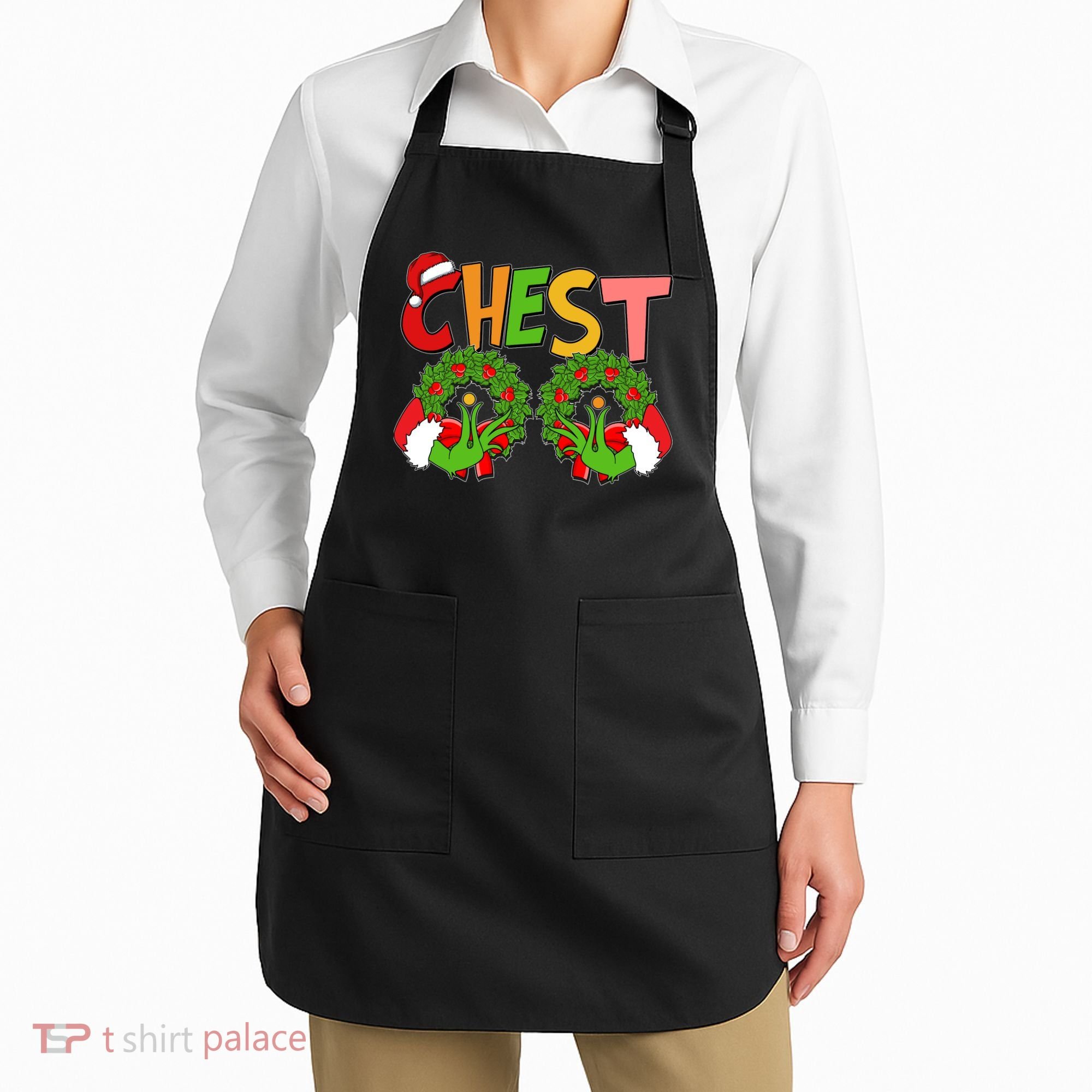 Funny Christmas Chest Matching Couple Apron