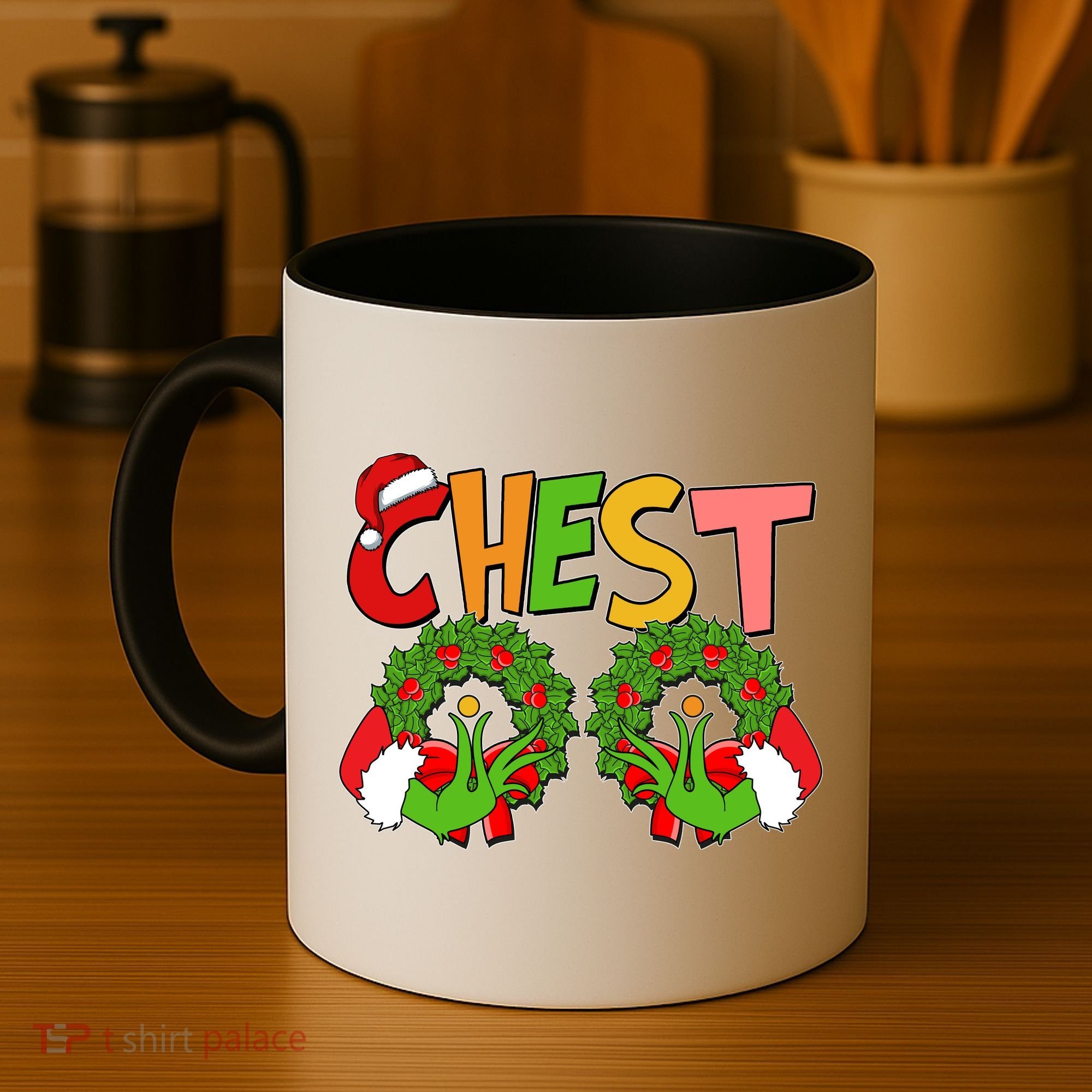 Funny Christmas Chest Matching Couple Coffee Mug