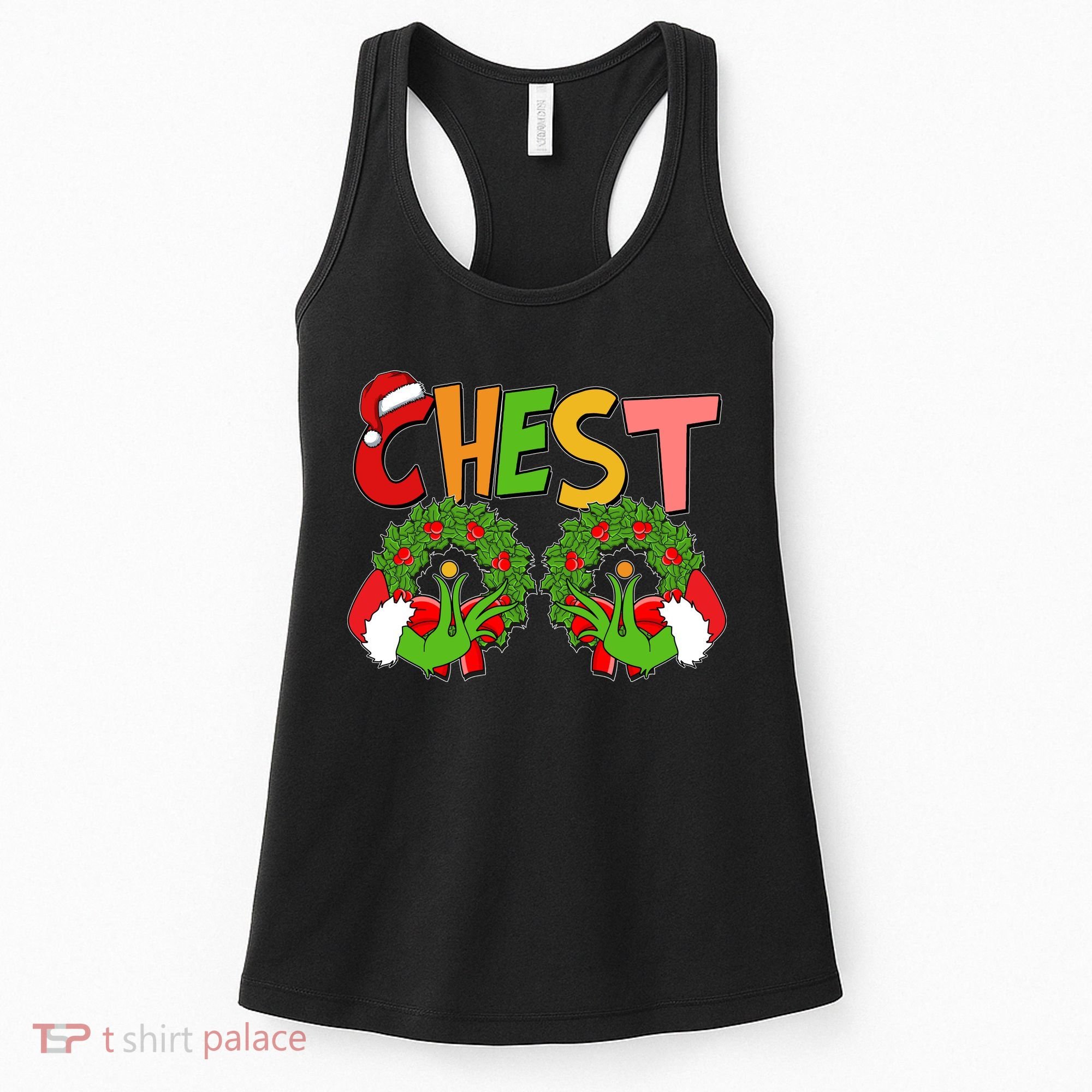 Funny Christmas Chest Matching Couple Women's Tank Top
