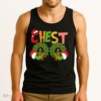 Funny Christmas Chest Matching Couple Tank Top thumb 3