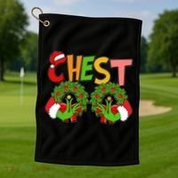 Funny Christmas Chest Matching Couple Golf Towel thumb 1