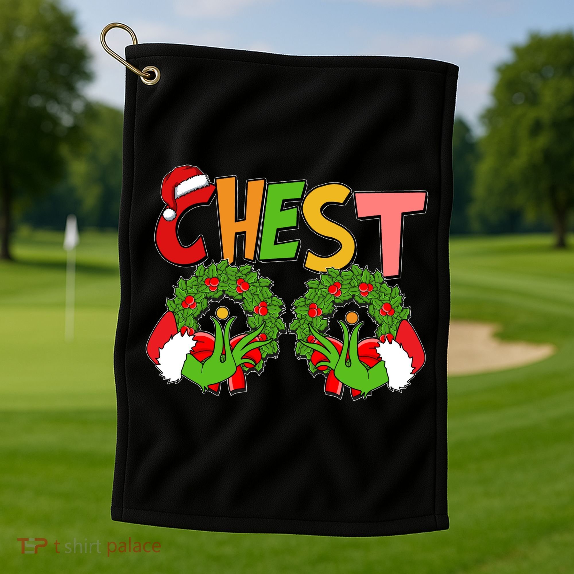 Funny Christmas Chest Matching Couple Golf Towel