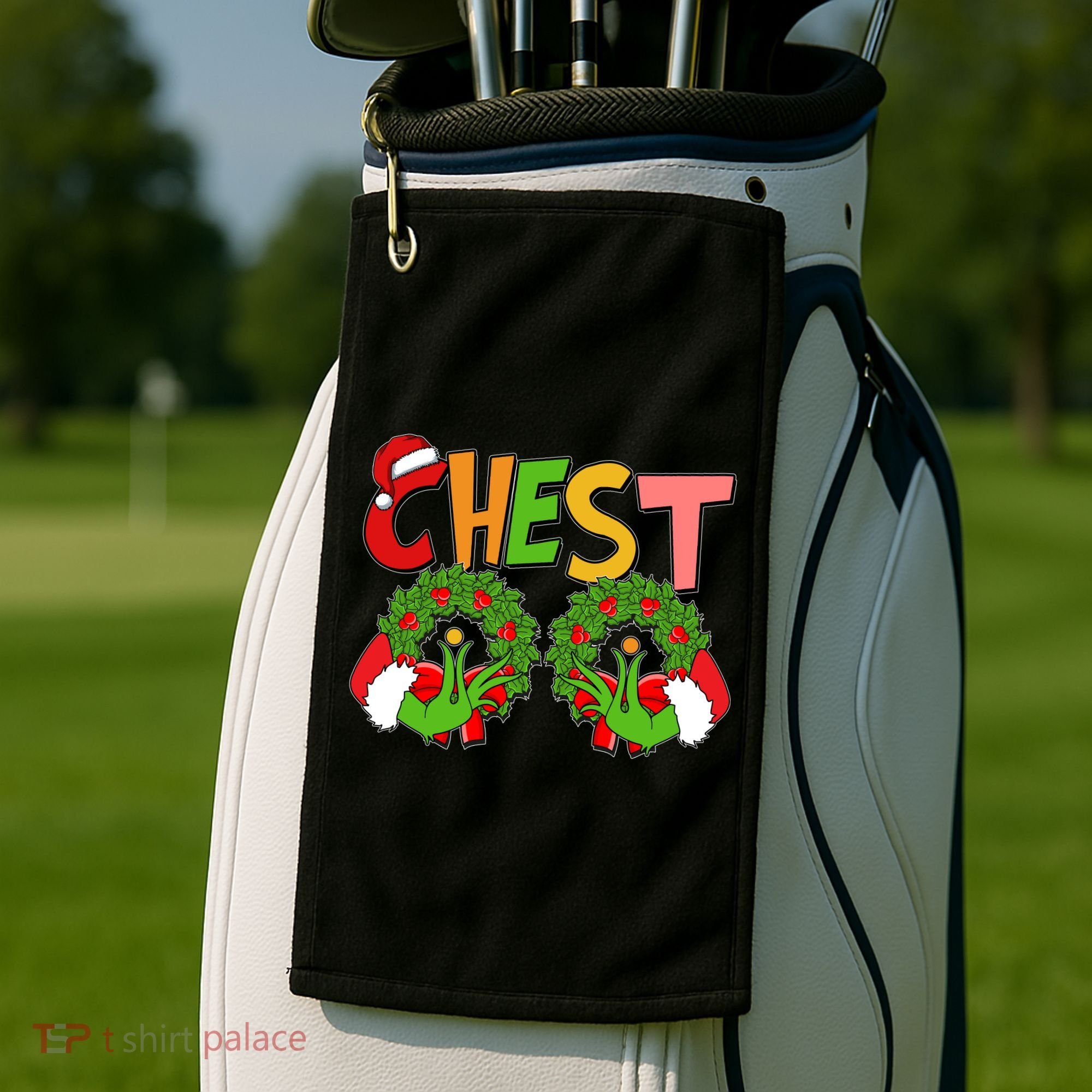 Funny Christmas Chest Matching Couple Golf Towel