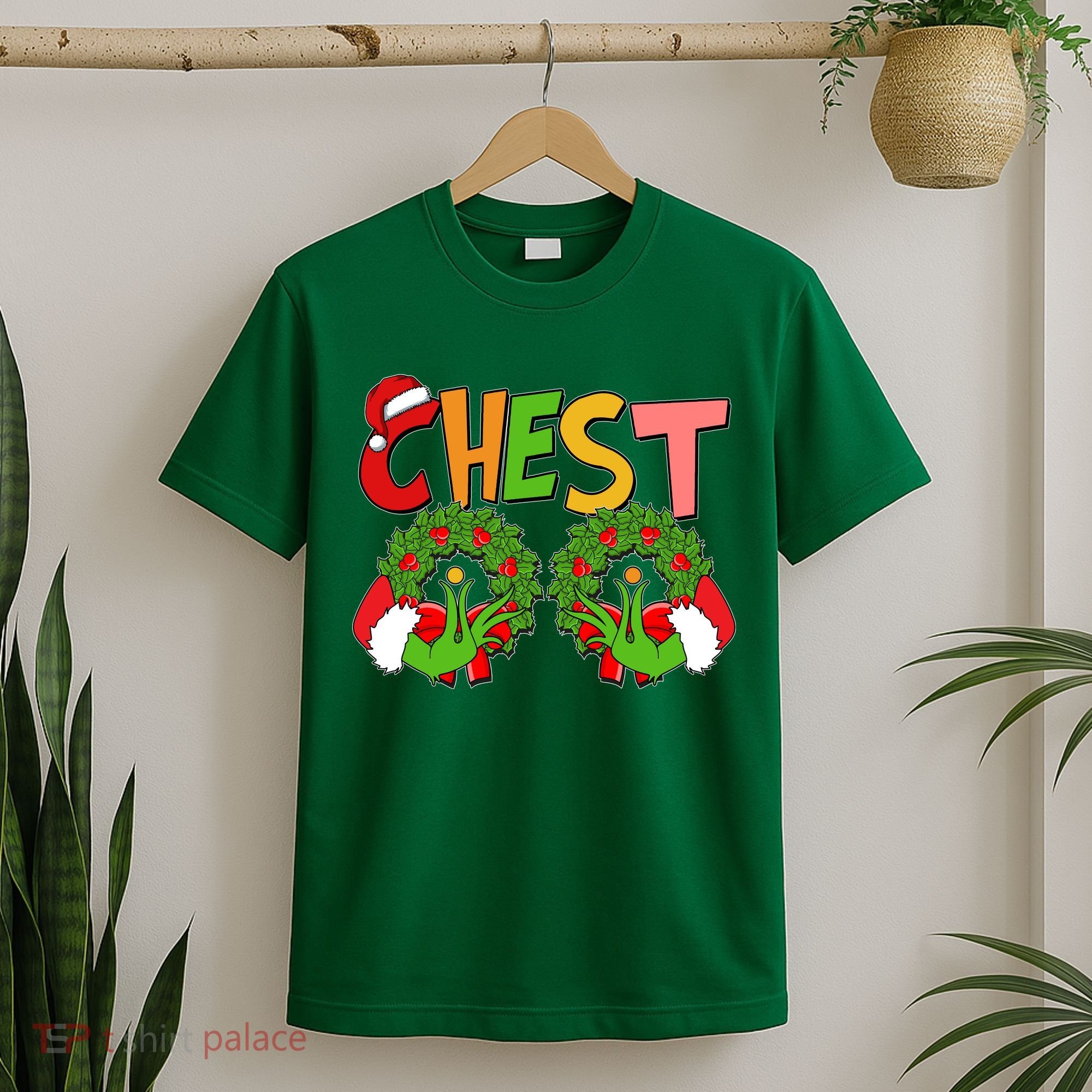 Funny Christmas Chest Matching Couple T-Shirt