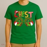 Funny Christmas Chest Matching Couple T-Shirt thumb 3