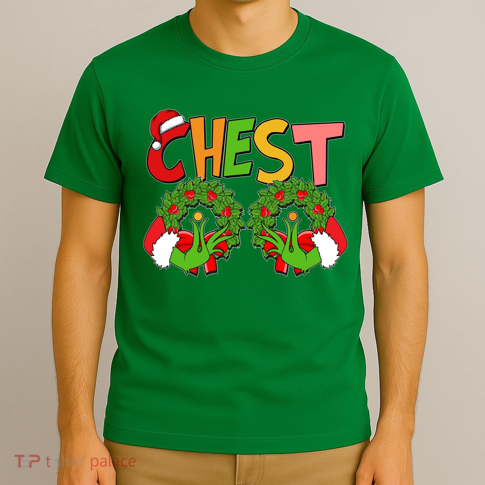Funny Christmas Chest Matching Couple T-Shirt