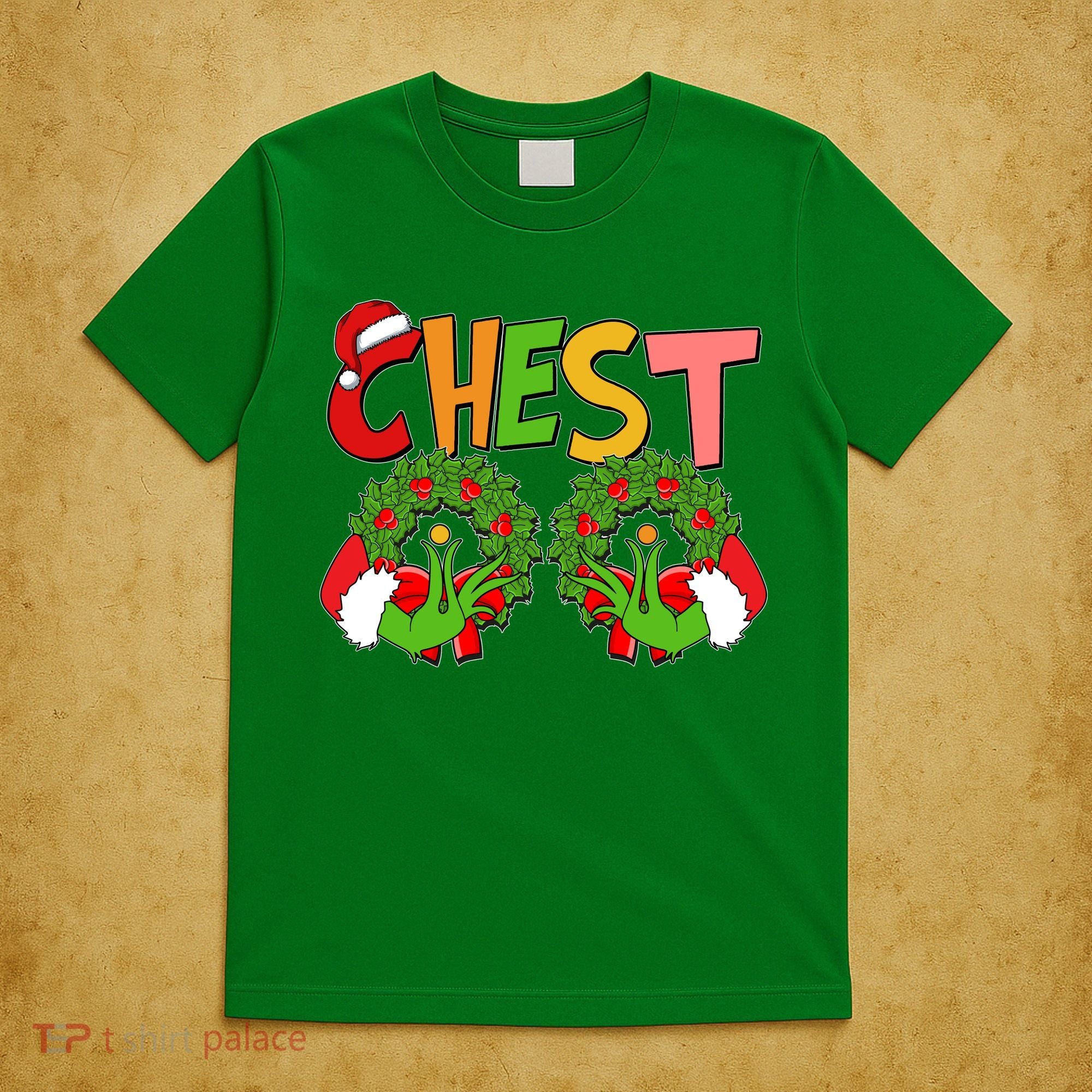 Funny Christmas Chest Matching Couple T-Shirt