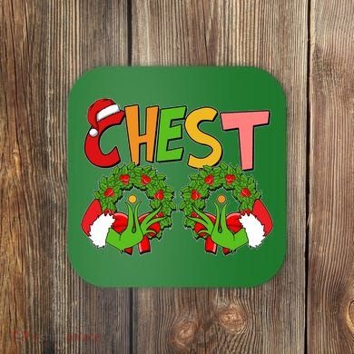 Funny Christmas Chest Matching Couple Coaster