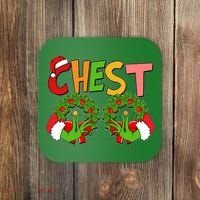 Funny Christmas Chest Matching Couple Coaster thumb 0