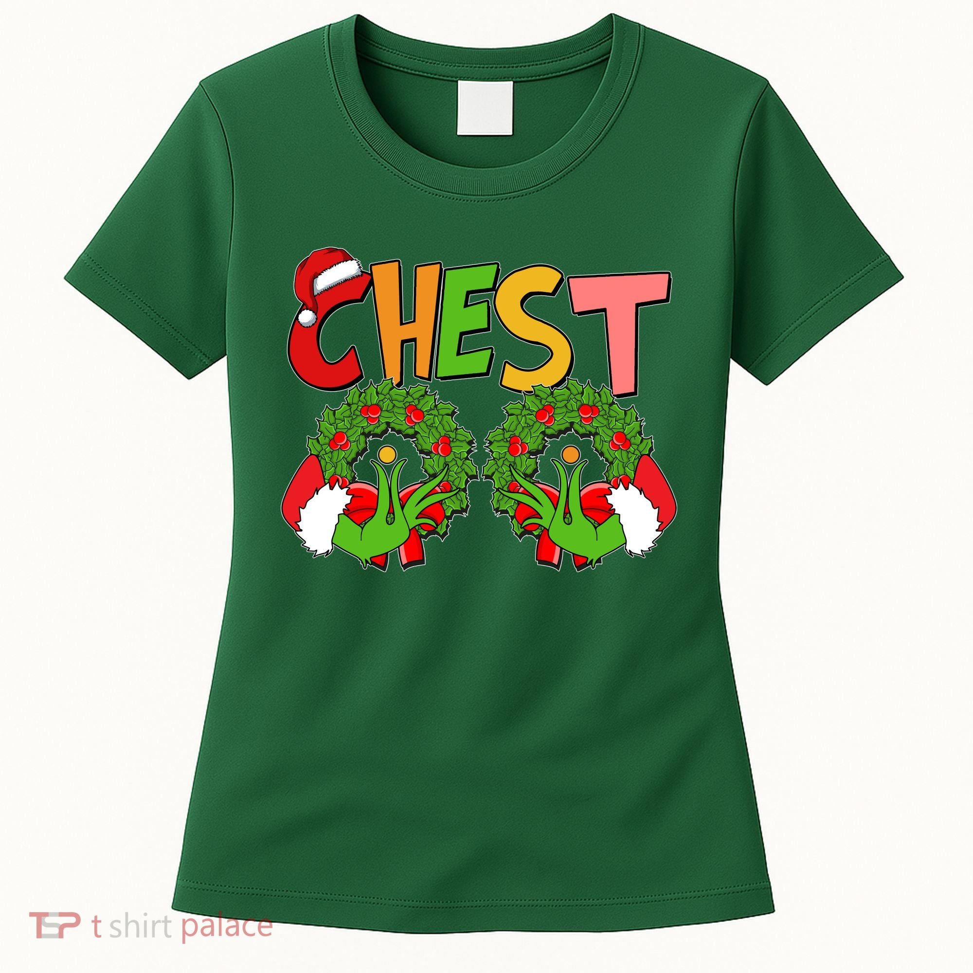 Funny Christmas Chest Matching Couple Women's T-Shirt