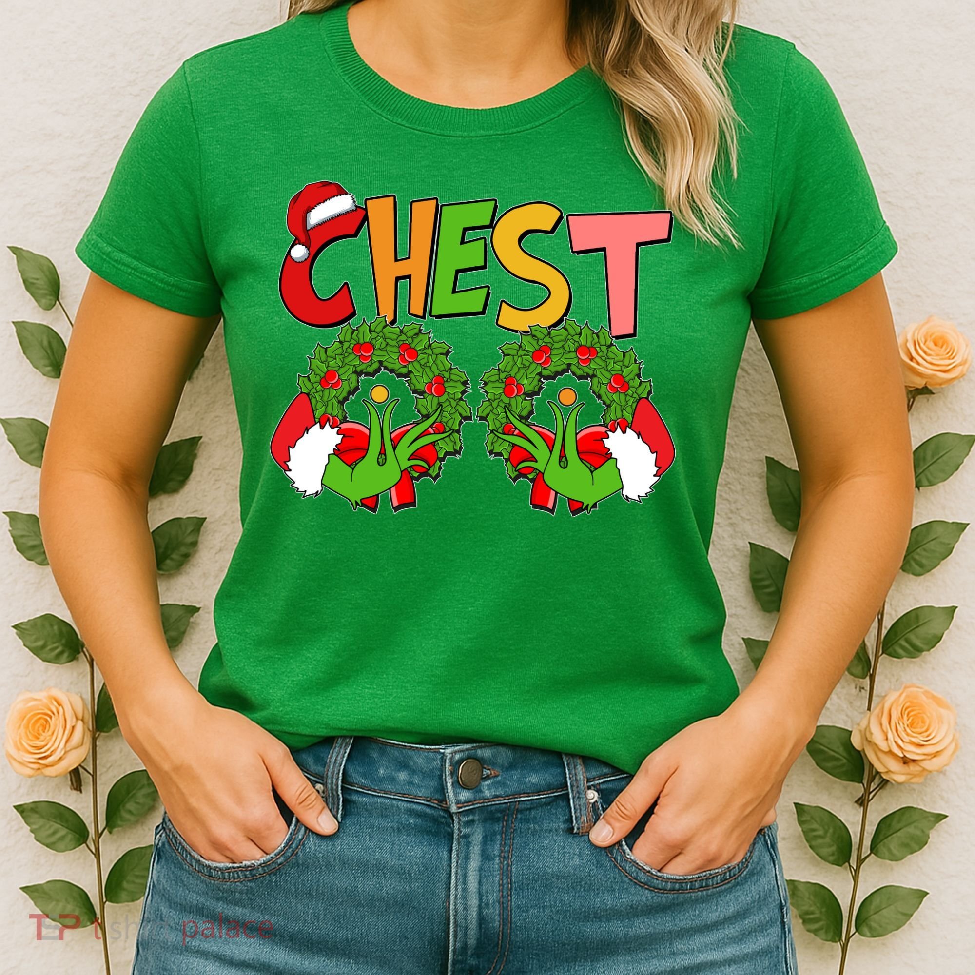 Funny Christmas Chest Matching Couple Women's T-Shirt