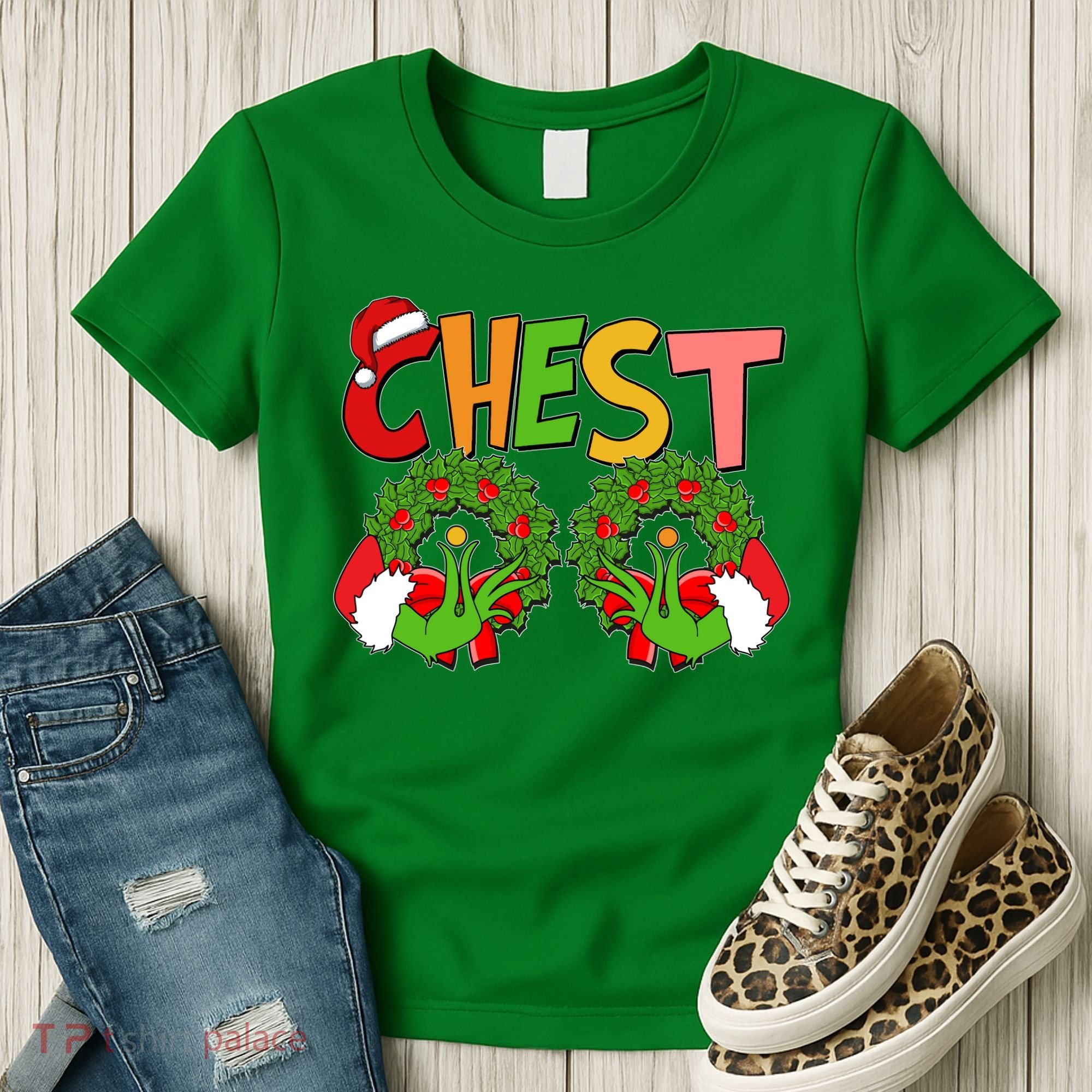 Funny Christmas Chest Matching Couple Women's T-Shirt