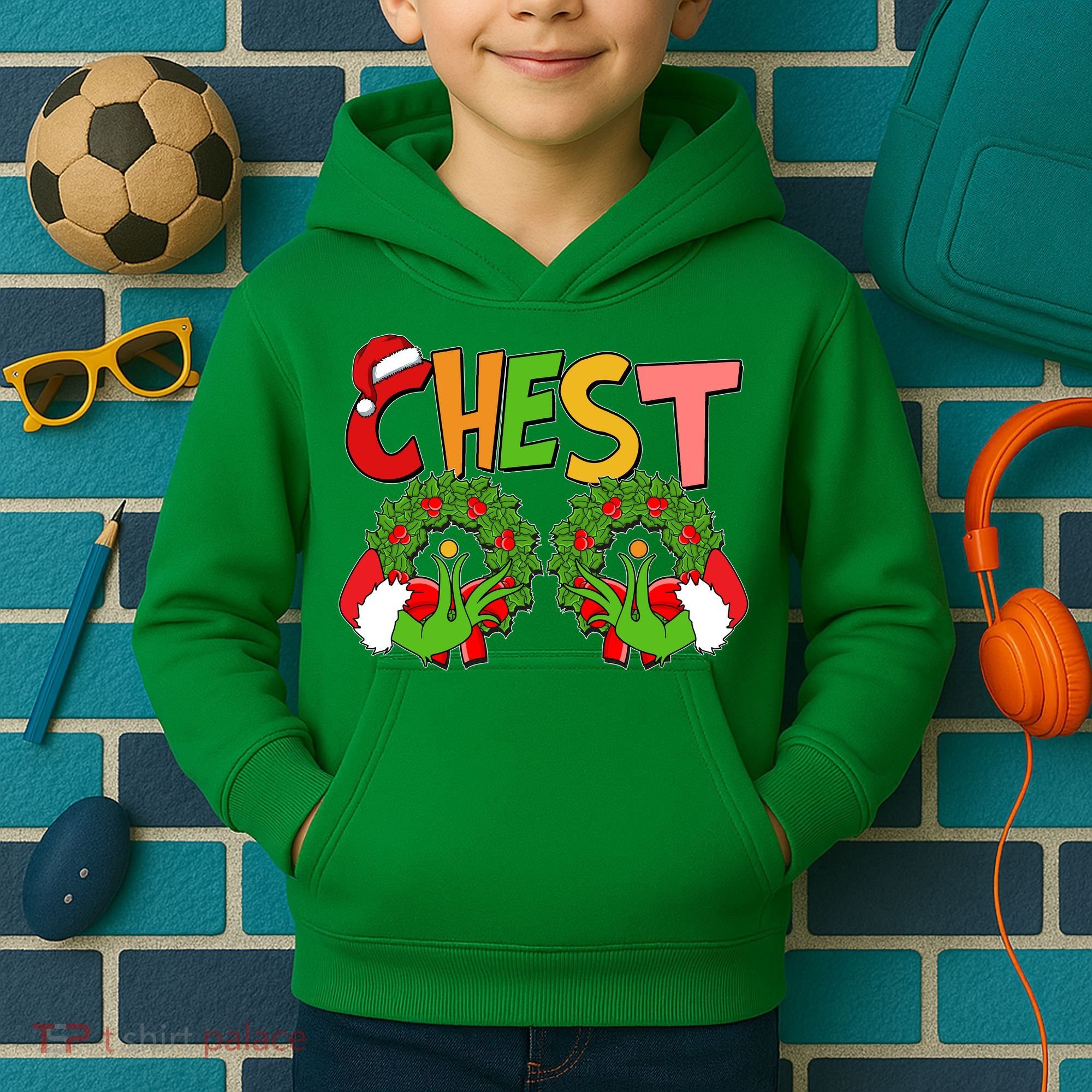 Funny Christmas Chest Matching Couple Kids Hoodie