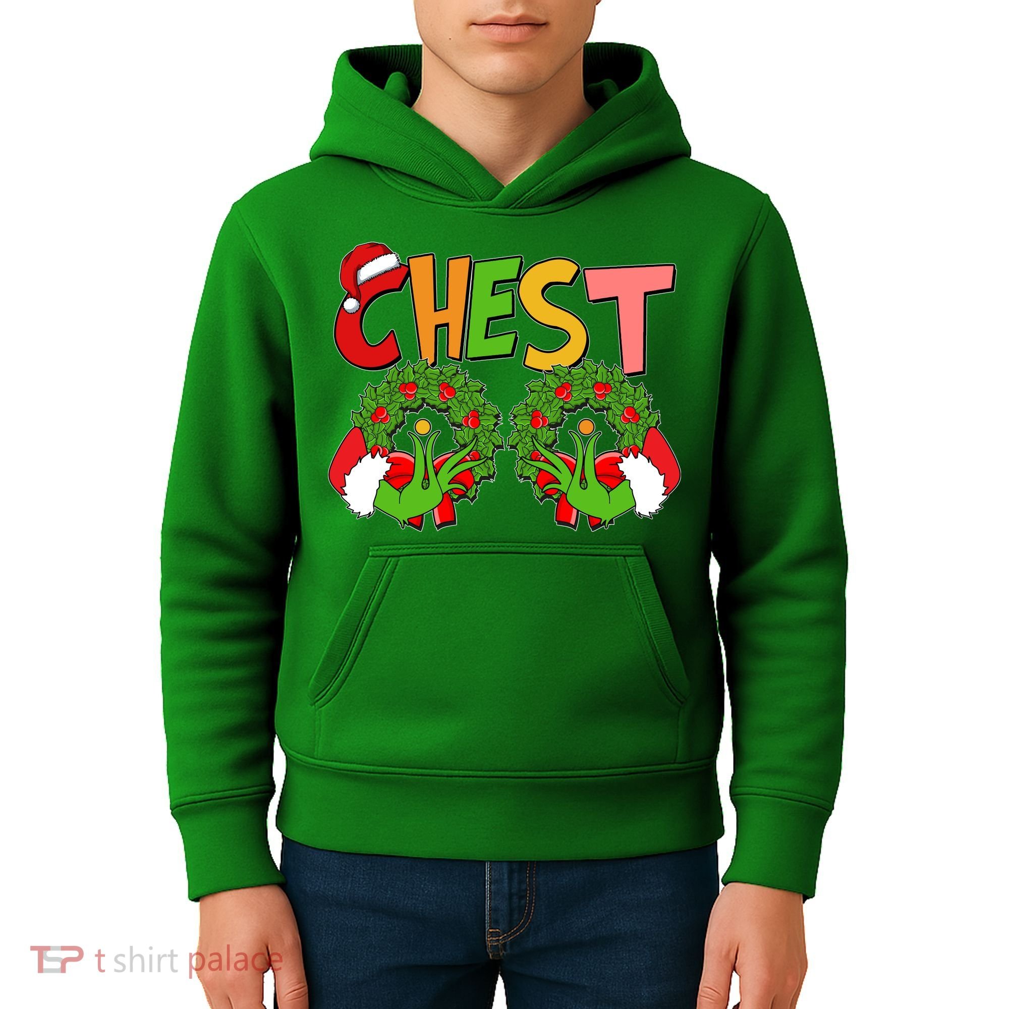 Funny Christmas Chest Matching Couple Kids Hoodie