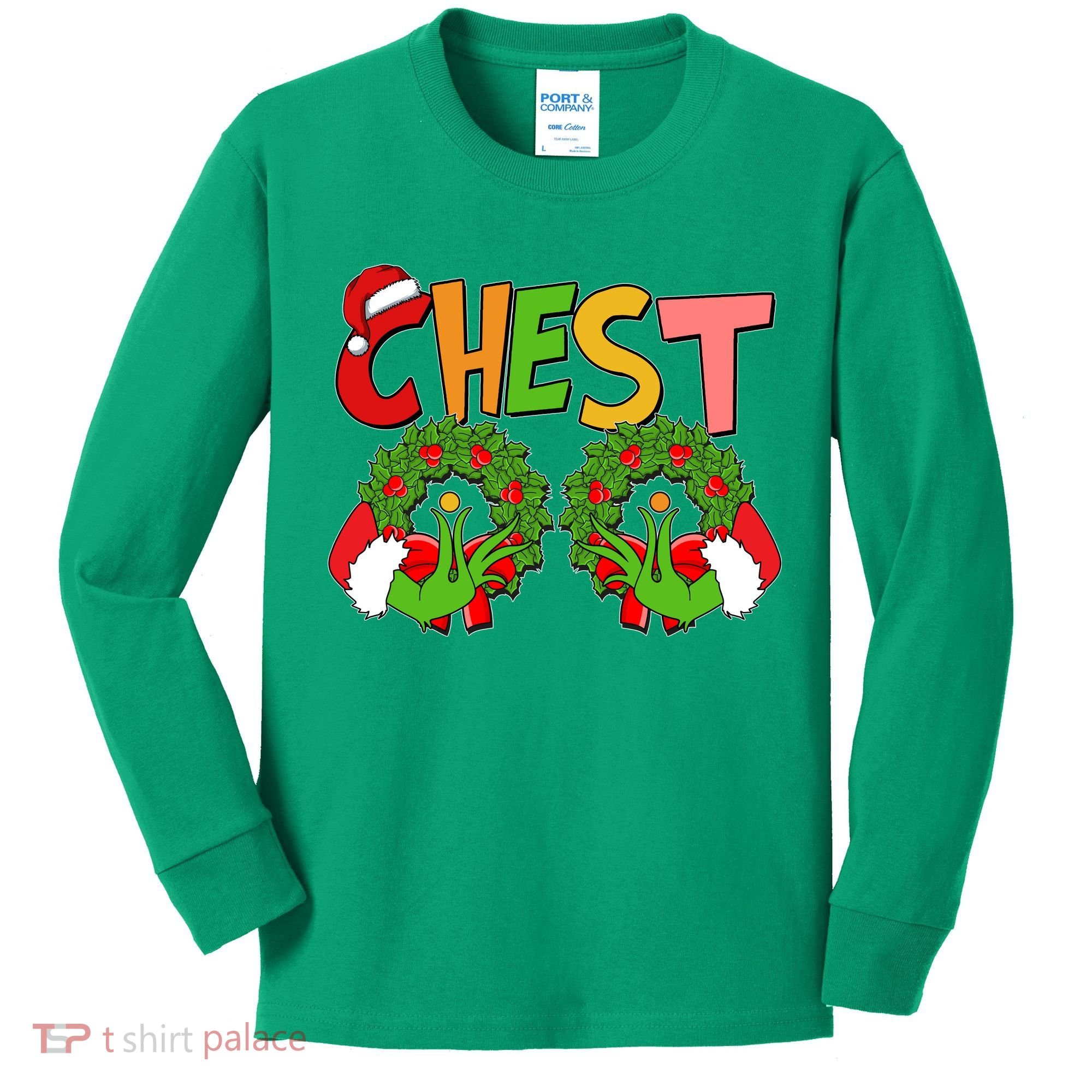 Funny Christmas Chest Matching Couple Kids Long Sleeve Shirt