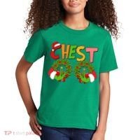 Funny Christmas Chest Matching Couple Kids T-Shirt thumb 2