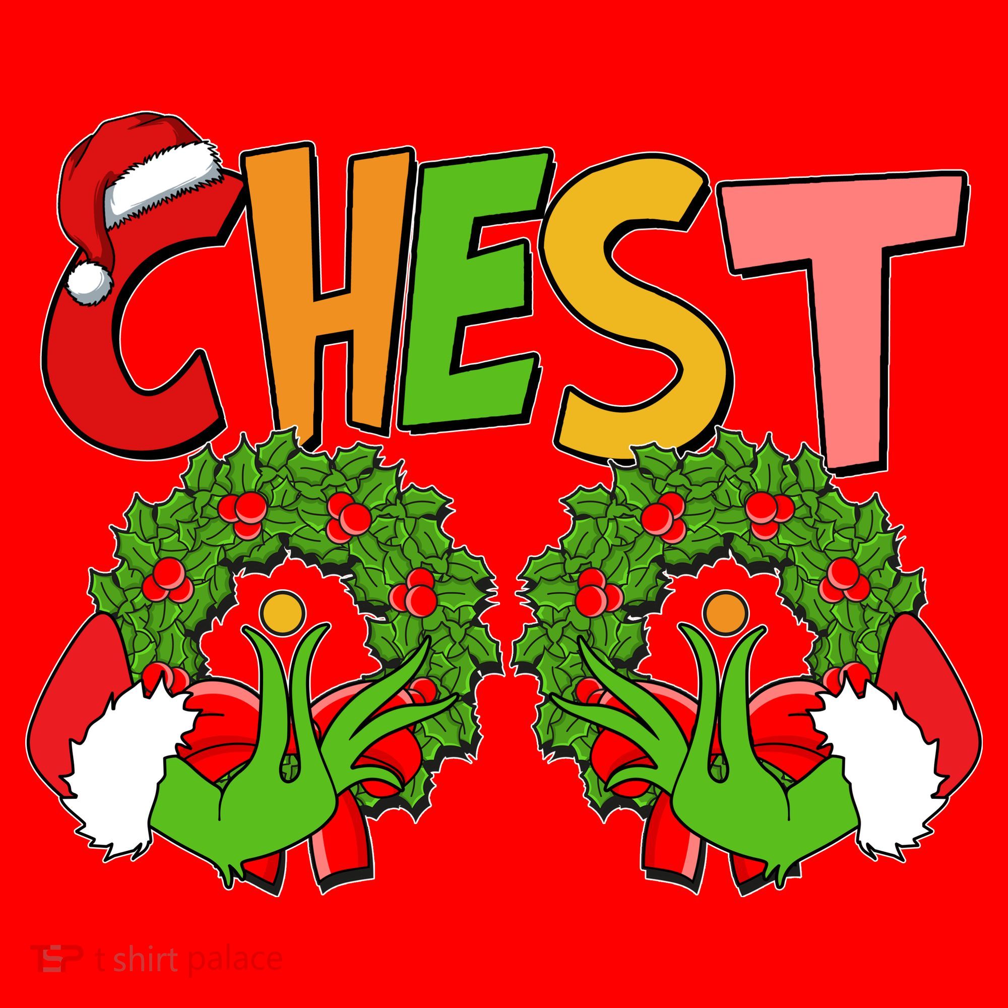 Funny Christmas Chest Matching Couple Santa Hat