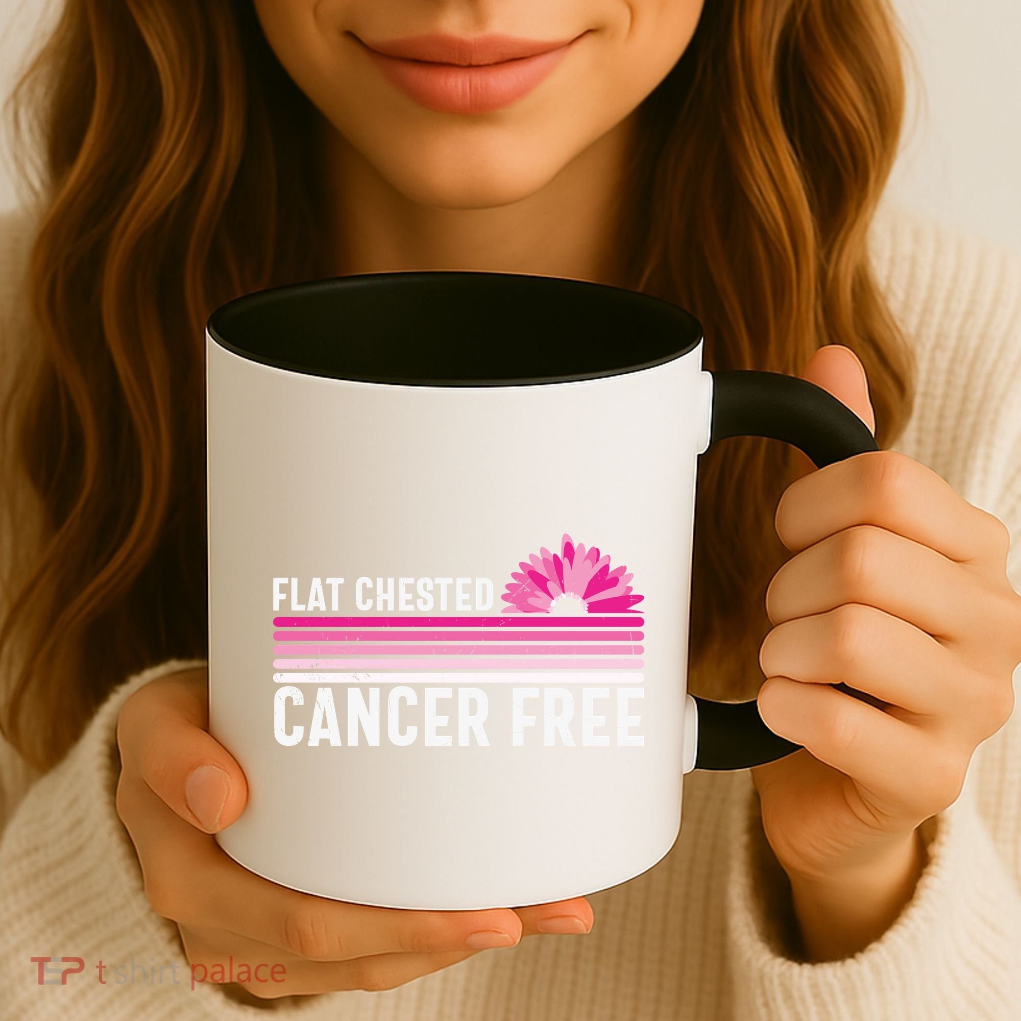 Flat Chested Cancer Free Sunflower Breast Cancer Coffee Mug