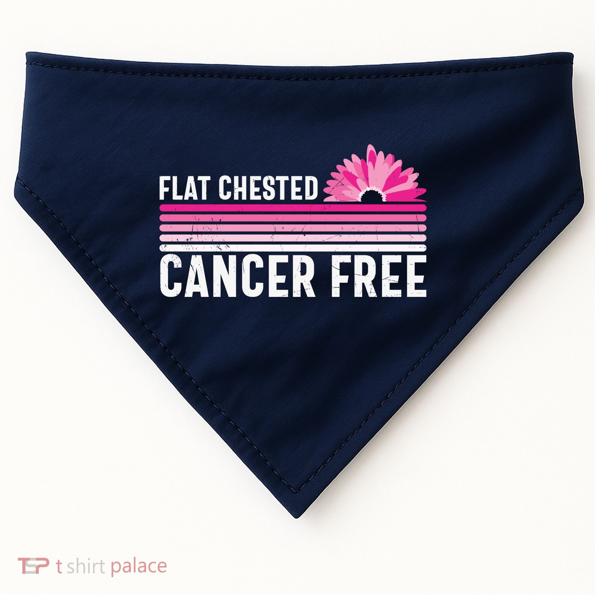 Flat Chested Cancer Free Sunflower Breast Cancer USA-Made Doggie Bandana