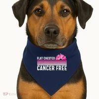 Flat Chested Cancer Free Sunflower Breast Cancer USA-Made Doggie Bandana thumb 1