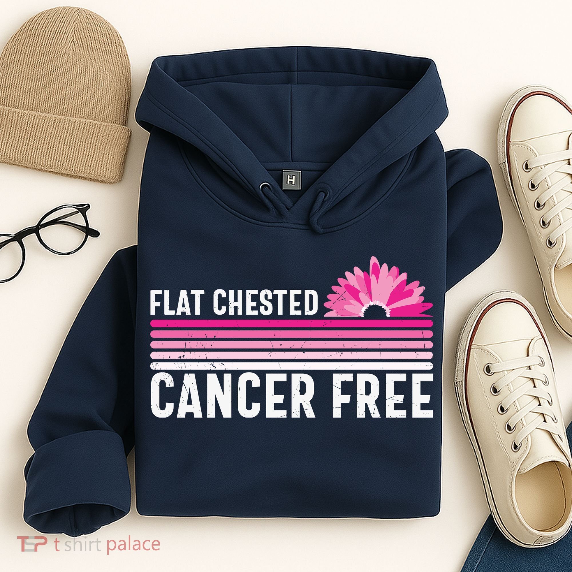 Flat Chested Cancer Free Sunflower Breast Cancer Hoodie