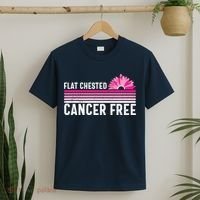 Flat Chested Cancer Free Sunflower Breast Cancer T-Shirt thumb 2