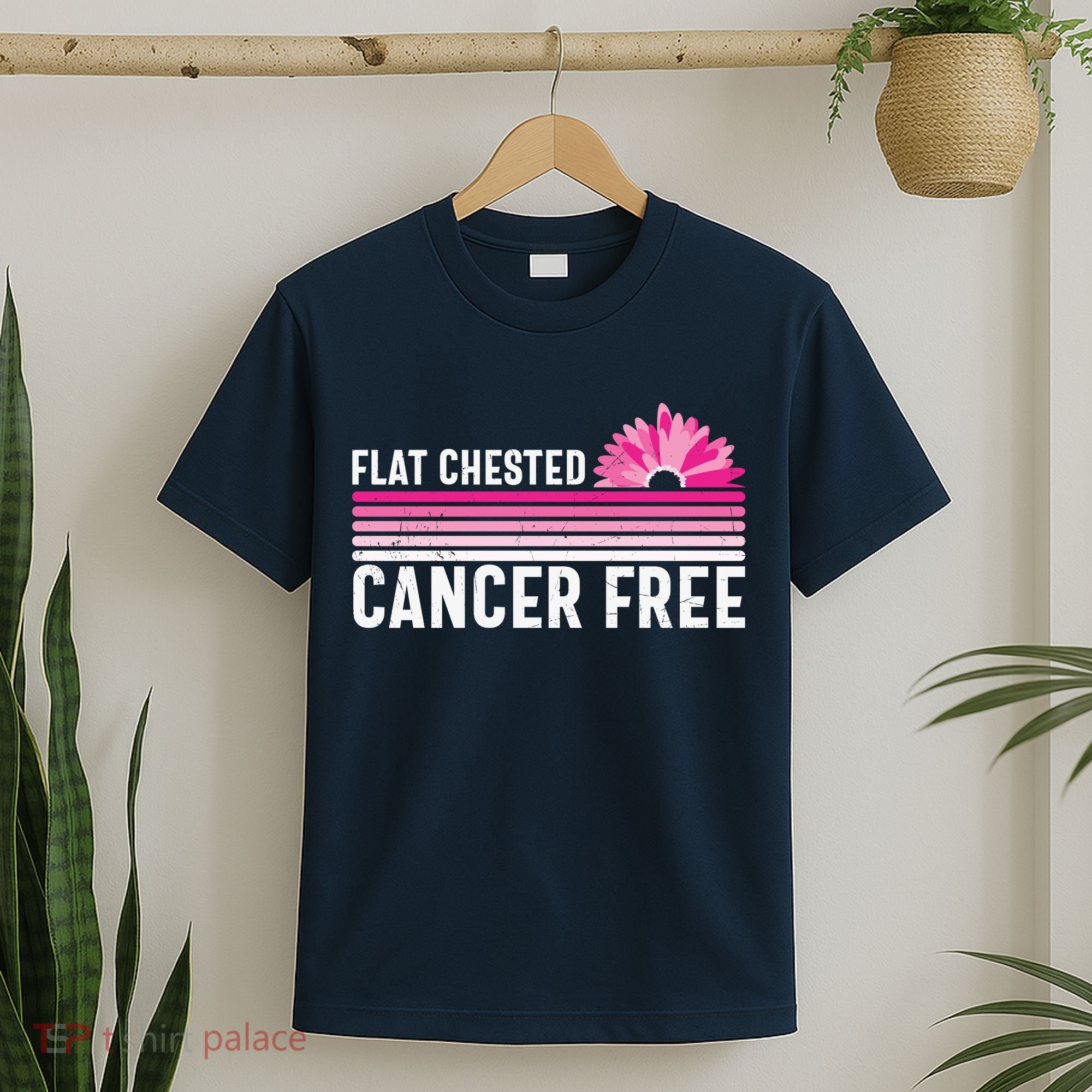 Flat Chested Cancer Free Sunflower Breast Cancer T-Shirt