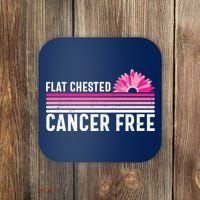 Flat Chested Cancer Free Sunflower Breast Cancer Coaster thumb 0