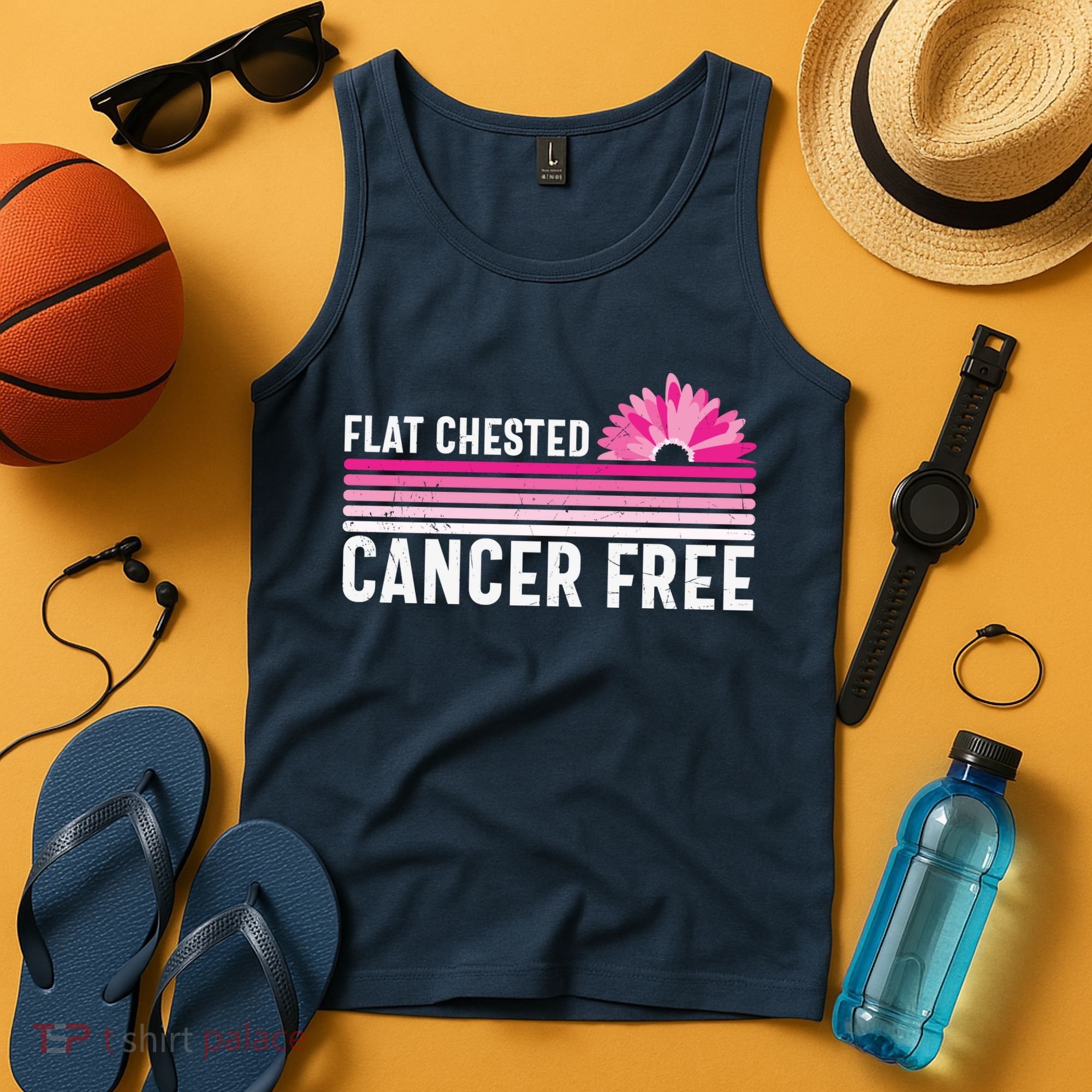 Flat Chested Cancer Free Sunflower Breast Cancer Tank Top