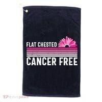Flat Chested Cancer Free Sunflower Breast Cancer Golf Towel thumb 0