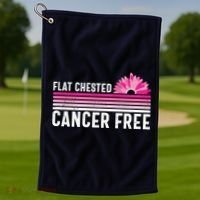 Flat Chested Cancer Free Sunflower Breast Cancer Golf Towel thumb 1
