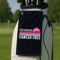 Flat Chested Cancer Free Sunflower Breast Cancer Golf Towel thumb 2