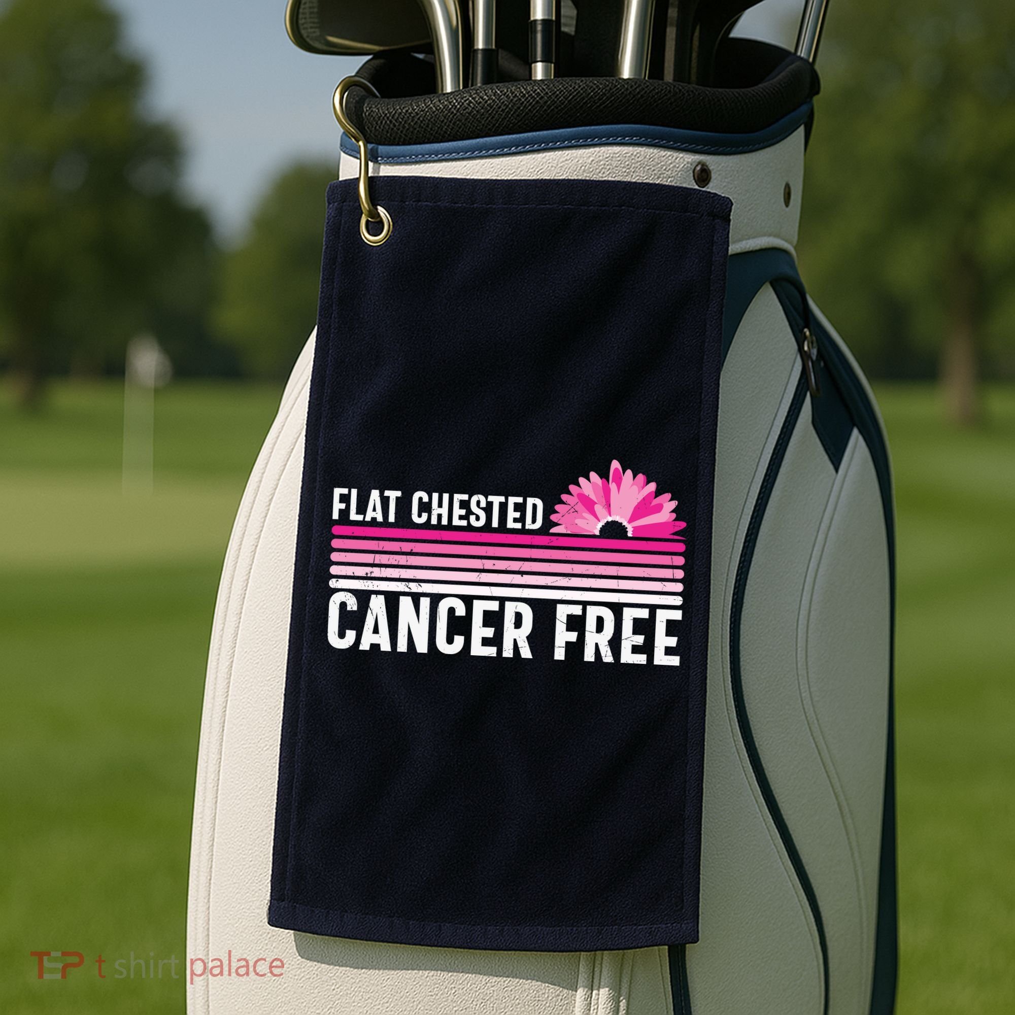 Flat Chested Cancer Free Sunflower Breast Cancer Golf Towel
