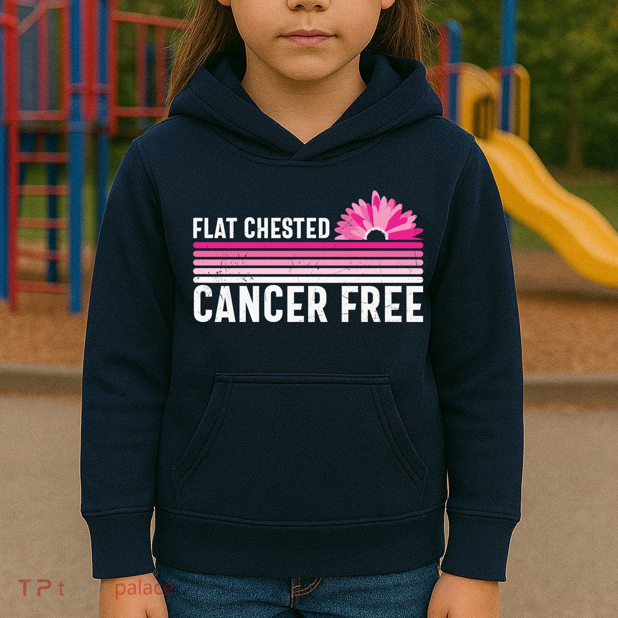 Flat Chested Cancer Free Sunflower Breast Cancer Kids Hoodie