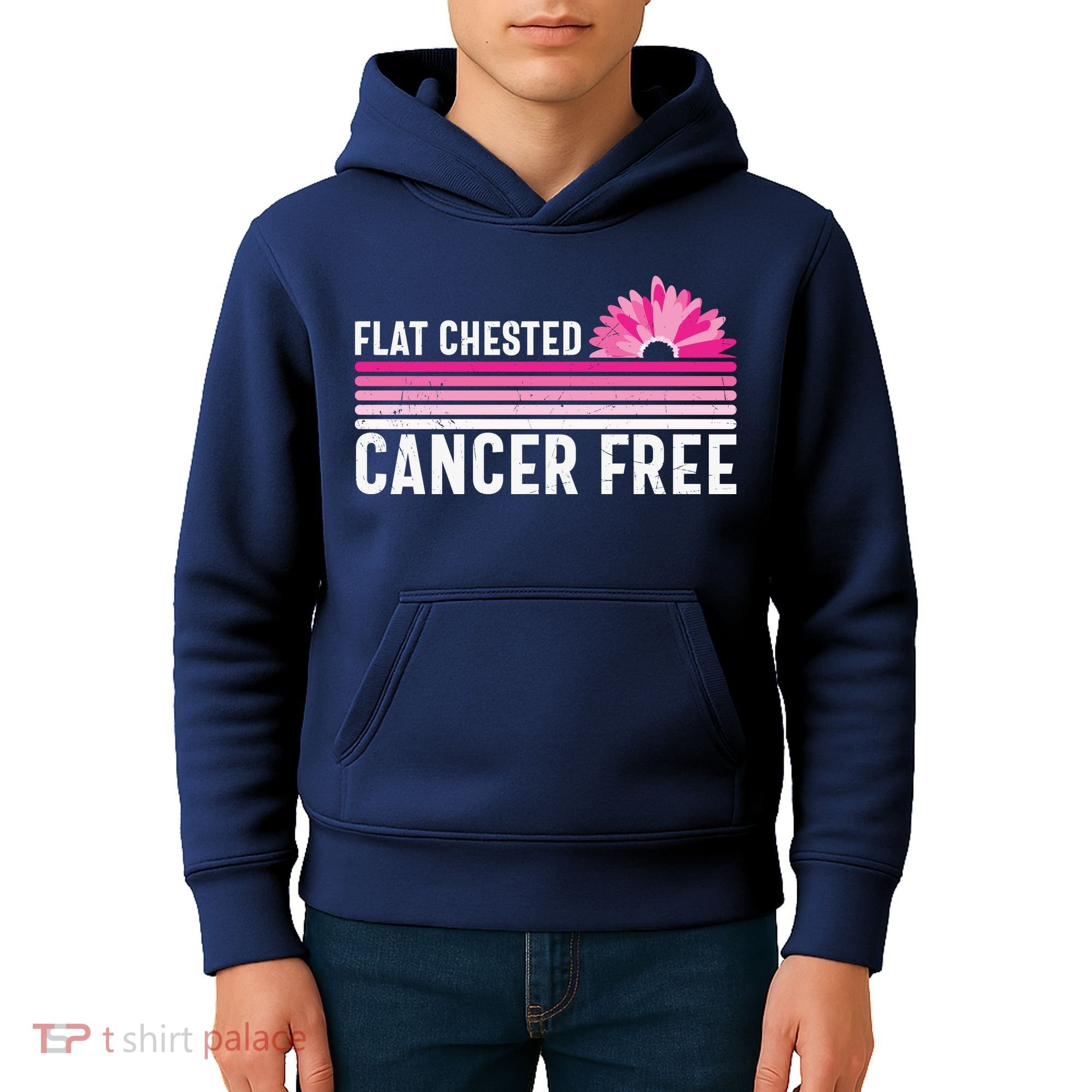 Flat Chested Cancer Free Sunflower Breast Cancer Kids Hoodie